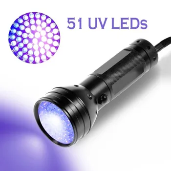 30db/sok 395nm Ultra Violet 51 LED UV Blacklight Fáklya Skorpió Érzékelő Kereső Black light Lámpa Kültéri Sürgősségi Fáklya