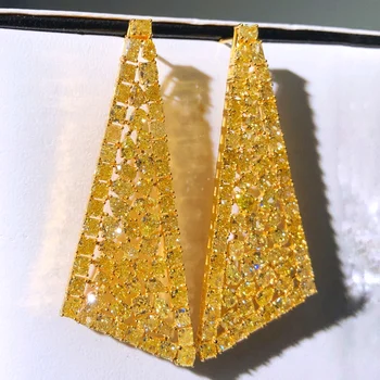 Jól Ékszer 18K Arany AU750 G18K 16.93 ct Sárga Gyémánt Drágakövek Női Csepp Fülbevaló Női Jól Fülbevaló