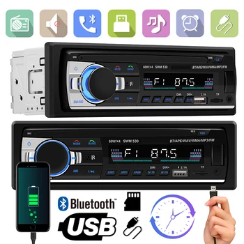 Podofo 1DIN A Dash autórádió Digitális Sztereó Bluetooth Audio Autó Sztereó Zene 12V autórádió MP3-Lejátszó, Távirányító, FM EQ
