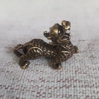Antik Réz kézműves Kínai Mitológiai Kabala Bátor Csapatok Dísz Miniatűr Illeszkedő Kulcstartó Medál a0218