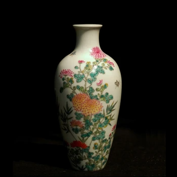 Magas Utánzata Yongzheng Időszak Qing-Dinasztia Porcelán Familler Rose Pillangók, Virágok Minta Kerámia Váza