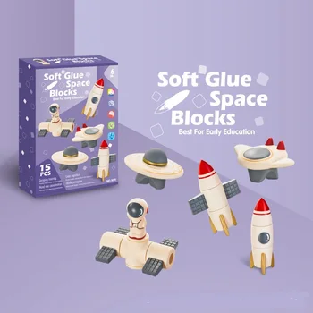 Oktatási puzzle puha műanyag space űrhajós űrhajó rakéta sorozat építőkövei DIY baba-ajándék, meglepetés-ajándék gyerekeknek