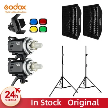 Godox MS200 400Ws 2x 200Ws Fotó Stúdió Flash Világítás,Softbox,280cm Könnyű Állvány,Pajta Ajtó,Flash beépített Vevők