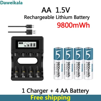 AA Elem, 1,5 V-os Újratölthető Lítium-Polimer-ion Akkumulátor AA Akkumulátor távirányító, egér, ventilátor, Elektromos játék, USB töltő