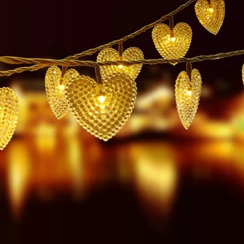 Napelemes LED-es Lámpák String Udvar Kerti karácsonyfa Dekoráció Ünnepi Dress Up Világítás Húrok Szívű Alakú