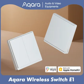Aqara E1 Smart Vezeték nélküli Fali kapcsoló Kapcsoló Zigbee Okos Kettős Irányítás Egyik Legfontosabb Ellenőrzési Extrém Egyetlen-kattintson a Mód 2 Év Hosszú Batt