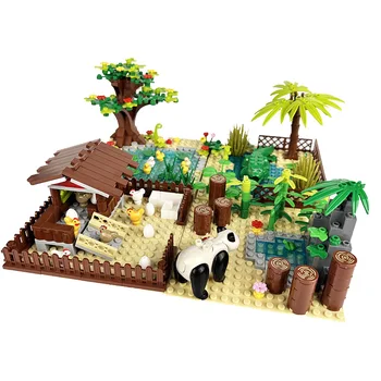 Kompatibilis A LEGO Állatkert MOC építőkövei Játékok Farm Jelenet Tégla Játékok Tigris Tenyésztési Ház Kacsa Krokodil Tó Csirke Coop