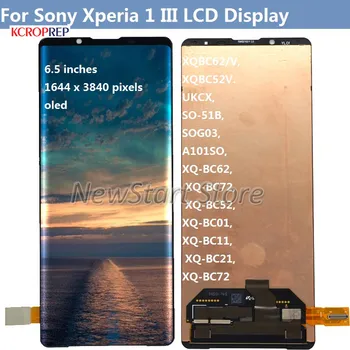 Eredeti Sony Xperia 1 III LCD Kijelző érintőképernyő Digitalizáló Szerelvény Csere Sony x1 III. XQ-BC72 lcd Keret