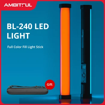 AMBITFUL BL-240 Pavo Cső Lámpa RGB Színes Fényképezés Lámpa Kézi Lámpa Bot Fotók, Videó Film Vlog