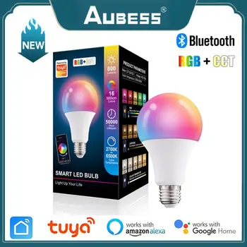 Tuya Smart Led Izzó Lámpa E27 10W B22 Tuya Bluetooth Vezérlő RGB+CCT DIY Színű Led Lámpa Működik, Alexa, a Google Haza Intelligens Élet