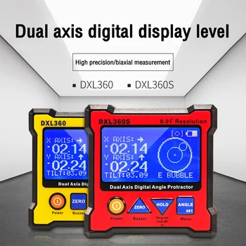 DXL360S nagy pontosságú kettős tengelyű digitális kijelző szint mérő, elektronikus inclinometer doboz szög uralkodó mini szinten uralkodó