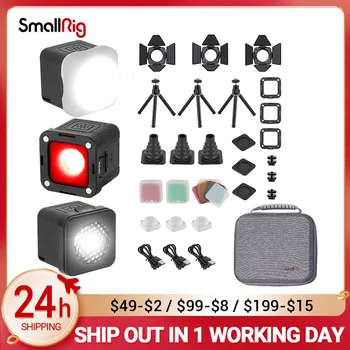 SmallRig 3 Pack LED Videó Fény Kit DSLR Fényt Vízálló, Hordozható Kamera Lámpa Készlet Mini Kocka, 8 Színes Szűrők 3469