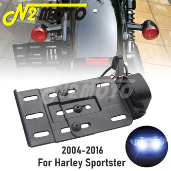 Motoros Oldalon Szerelhető LED-es Teleszkópos Összecsukható Rendszámtábla Tartó Harley Sportster XL 1200 883 Roadster Alacsony Egyéni 2004-16