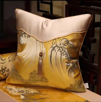 Luxus Klasszikus Kínai Stílusú Arany Patchwork Párnát Takaró Párna, Takaró Bojtos 45 X 45 50 X 50cm