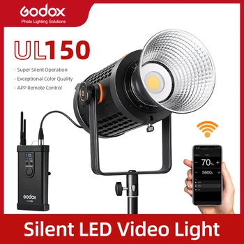 Godox 150W UL150 UL-150 5600K színhőmérsékletű Csendes Bowens Mount LED Videó Fény Távirányító Alkalmazás Támogatása