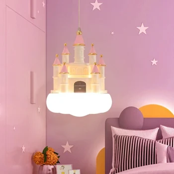 Dream Castle Csillárok Meleg Romantikus gyerekszoba Éjjeli Lámpa Egyszerű, Modern Hercegnő Szoba Lány Hálószoba, Csillár, LED E27