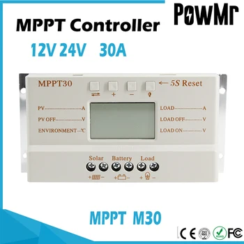 30A Napelemes Töltés Vezérlő MPPT 12V 24V a 200W-380W Solar Panel Akkumulátor Szabályozó Max PV 48V USB Kimenet 5V-os LCD Kijelző