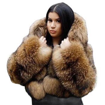 Télen Prémes Kapucnis Kabát Igazi Mosómedve Bundát Nők Meleg Divat Outwear Magas Minőség