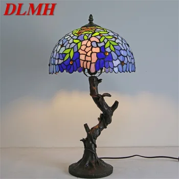 DLMH Tiffany asztali Lámpa, Modern, Kreatív Díszítő Minta Ábra LED Haza Hálószoba