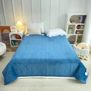 1db Japán egyszínű Őszi-Téli Megvastagodott Flanel 200x230cm Ágyba, a takaró ágytakaró Anti-Skid Lepedő