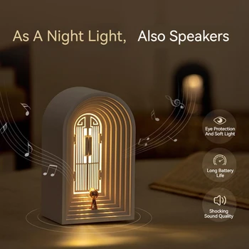 LED Északi Asztali asztali Lámpa Kreatív Éjjeli Dekoráció Éjszakai Fény Hálószoba, Nappali, USB Töltő, Bluetooth Hangszóró