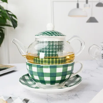Angol tea set Egyszerű, luxus kerámia csésze Délutáni tea set, valamint háztartási használatra teáskannában