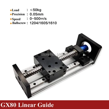 Ingyenes Szállítás 50-800MM Hatékony Stroke 1204 1605 1610 Ballscrew Útmutató Lineáris Mozgás Modul Vasúti Táblázat CNC-3D-s Nyomtató Részei