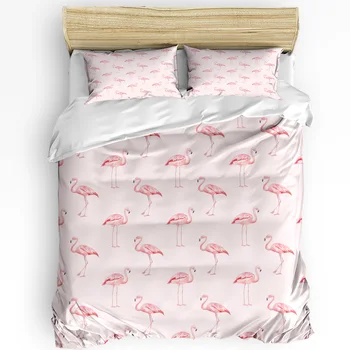 Skandináv Stílusú Rózsaszín Flamingó Paplanhuzat Ágy Ágynemű Szett Haza Textil Takaró Fedelét, Párnahuzatok Hálószoba Dupla Ágynemű Szett Nem Lapra