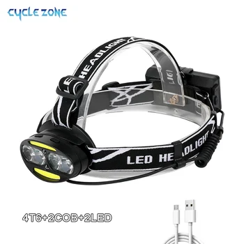 Cyclezone Indukciós Fej Fény T6 LED Fényszóró COB 7 Módok Lámpa Kültéri Éjszakai Horgászat, Kemping USB-s Töltő Fej Fáklya