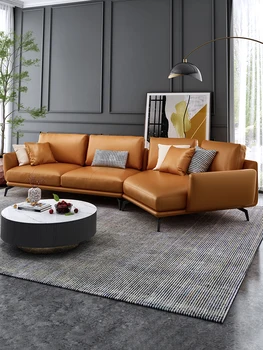 High-end olasz stílus minimalista bőr kanapé marhabőr modern, egyszerű, nappali kreatív profilozott 2023 új arc sarok kanapé