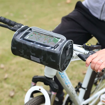 Új Kerékpár Kormány Táska Érintőképernyős Mobiltelefon Tartó Mountain Bike Kerékpár Kiegészítők Lovaglás Táska Tároló Doboz Szervező