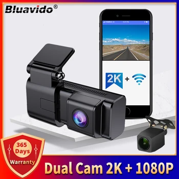 Bluavido Kettős Lencse Kamera 2K Elöl, a Hátsó Kamera 1080P Supporrs éjjellátó WiFi GPS 24 ÓRÁS Ciklus Felvétel Autó Videó Felvevő