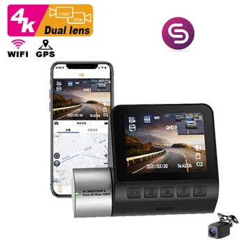 2 inch autó dvr dash GPS kamera app 4k dashcam 2 csatorna Okos első, mind a hátsó dual kamera, wifi, gps autó dashcam