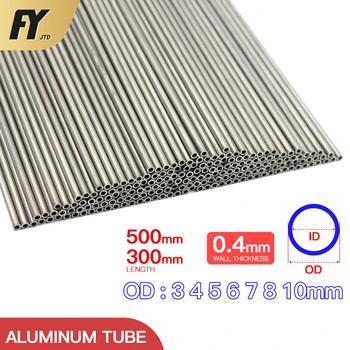 FUYI! Alumínium Cső 0,4 mm Vastagság 3-10mm OD Egyenesen 300 500mm Hosszú Kör 6063 Alumínium Ötvözetből készült Cső Vékony falú alumínium cső
