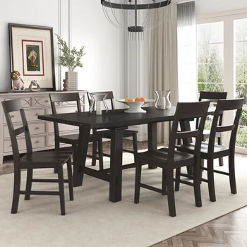7-Darab Téglalap alakú Asztal Szett Tartalmazza az étkezőasztal 4 székkel, a Széklet a Háttámla, Ruhák, Sok Helyzet, Eszpresszó