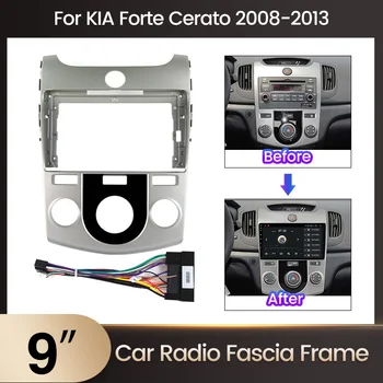 9Inch autórádió Fascia KIA Cerato / Forte 2009-2012(Kézi AC) Autó Hifi Rádió Panel Keret Dash Beszerelés Mount Kit