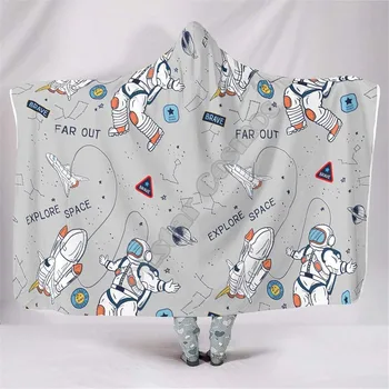 Űrhajós Rakéta Lélegző Kapucnis Takaró 3D Nyomtatott Hordható Takaró Felnőttek, gyerekek Takaró takaró takarót Csepp Szállítás