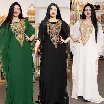 Nyáron Új Közel-Keleti Dubai Muszlim Divat Hímzés, Csipke Mu Luxus Palást Igazi Lelőtte Modell Abaya Ruha