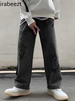 Irabeezt Amerikai Klasszikus Punk Jeans Férfi Egyenesen Széles-láb Nadrág Őszi 2022 Új koreai Divat Magas Utcai Hip-hop Trend