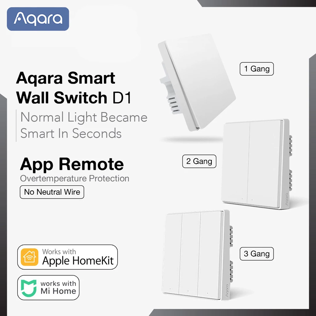 2020-ra az Új Aqara Fali Kapcsoló D1 ZigBee Intelligens Lámpa Távirányító Tűz/Nulla vonal Fali Kapcsoló Dolgozik Mijia App Az Apple Homekit