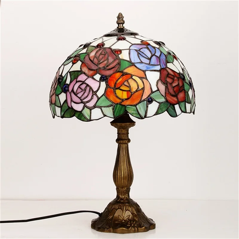 ANITA Tiffany asztali Lámpa Hálószoba Modern Kreatív Virág Ábra LED Fény Haza