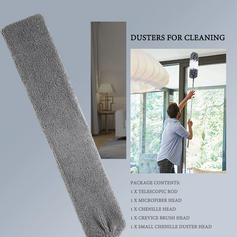 Top!-6db Duster Tisztító Készlet,Kihúzható Mikroszálas tollseprű tisztítására, a Por, Pókháló Mennyezeti ventilátor Fények Vakok Autók