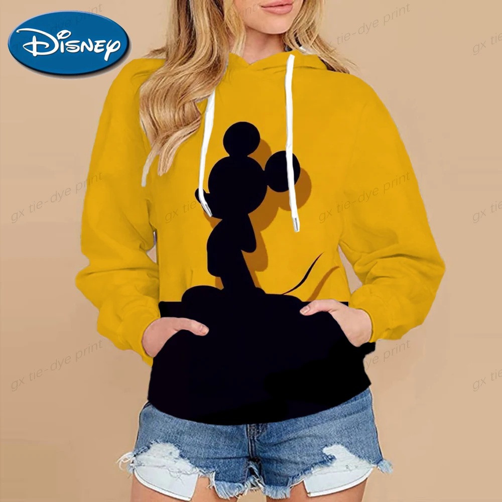 Őszi Kapucnis Disney Mickey Minnie Nyomtatás Pulóver Női koreai Stílus Kapucnis Gallér Laza Alkalmi Zsebében Hosszú Ujjú Pulóver