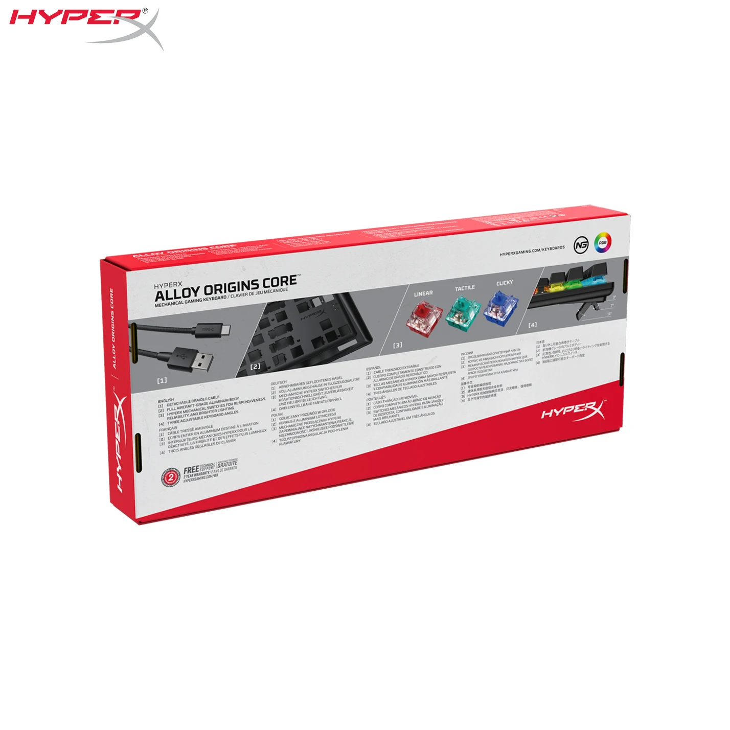 HyperX Alufelni Eredete Core 87 kulcsok RGB Mechanikus Gaming-Billentyűzet