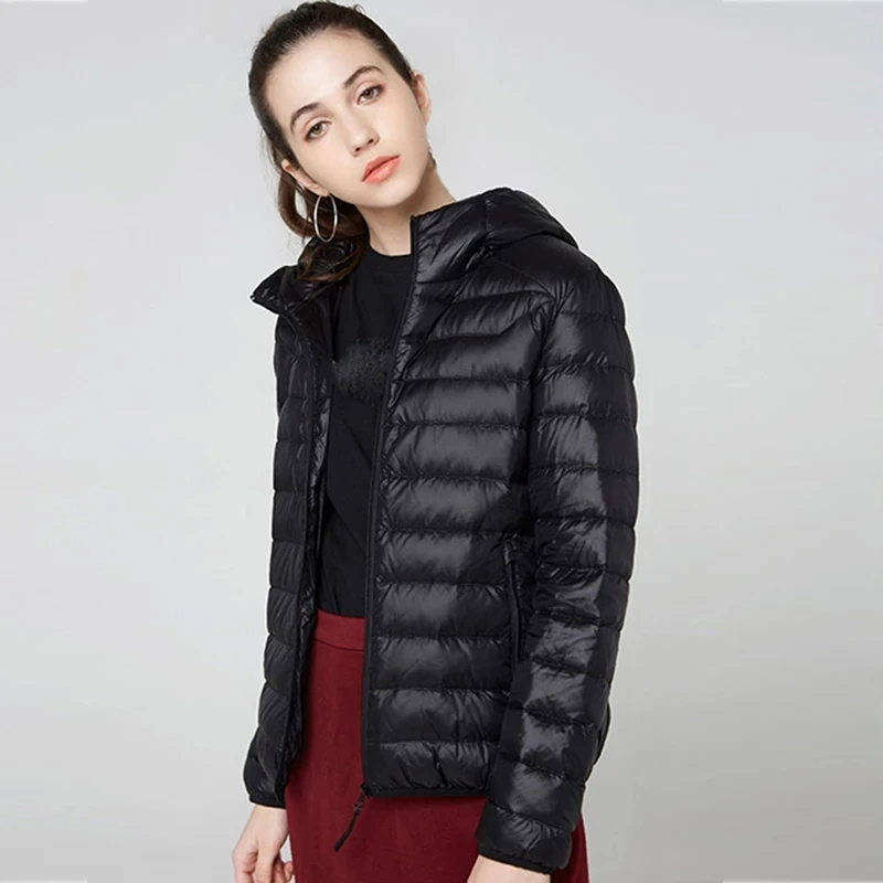 Kabát női kapucnis ultra vékony 90% - os Ultra Könnyű kacsa le, kabát, Női téli nagy méretű Szilárd Hordozható meleg kabátok nő