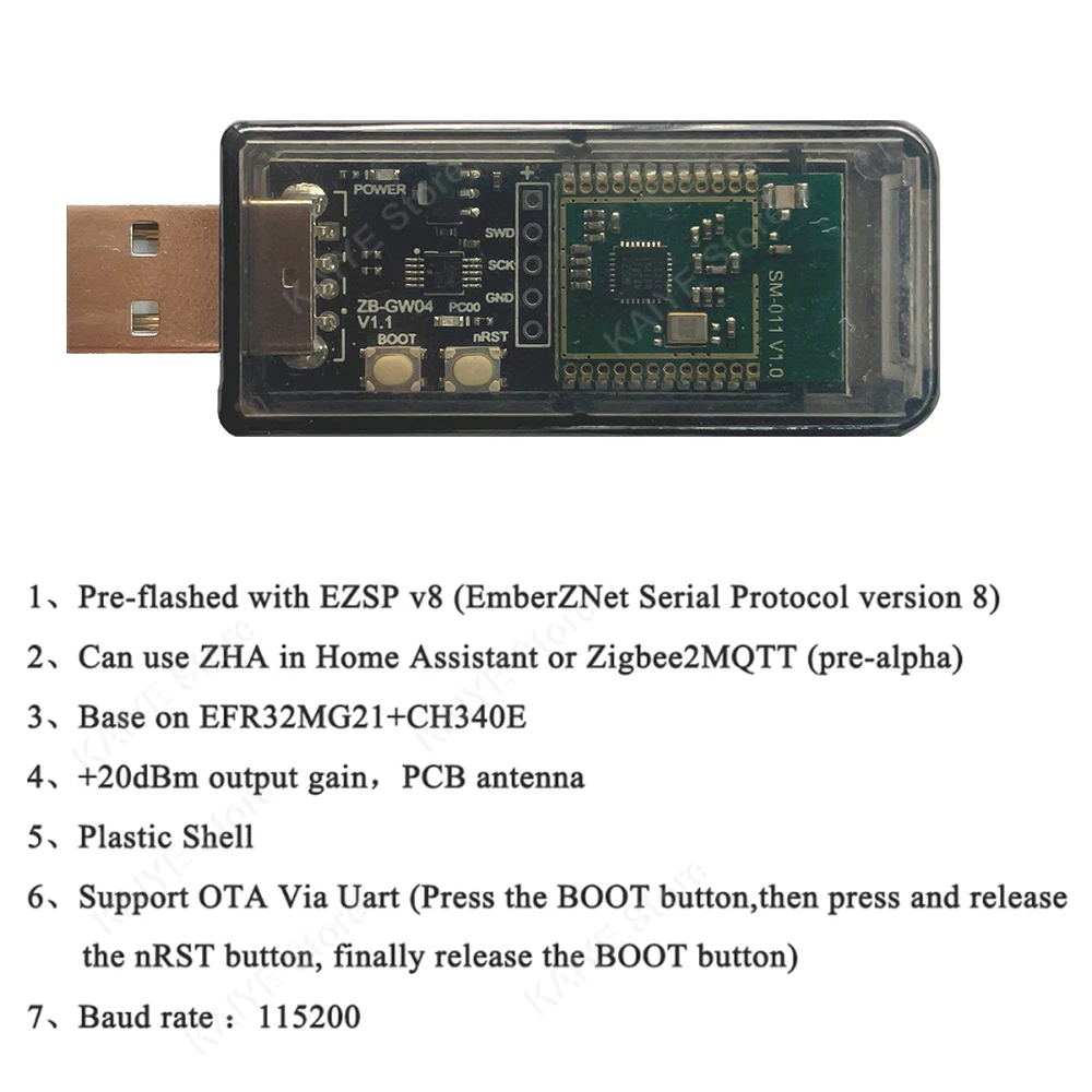 ZigBee 3.0 USB Dongle Silicon Labs EFR32MG21 Zigbee ZB-GW04 Adapter Univerzális Nyílt Forráskódú Átjáró Modul Haza Asszisztens ZHA Z2M