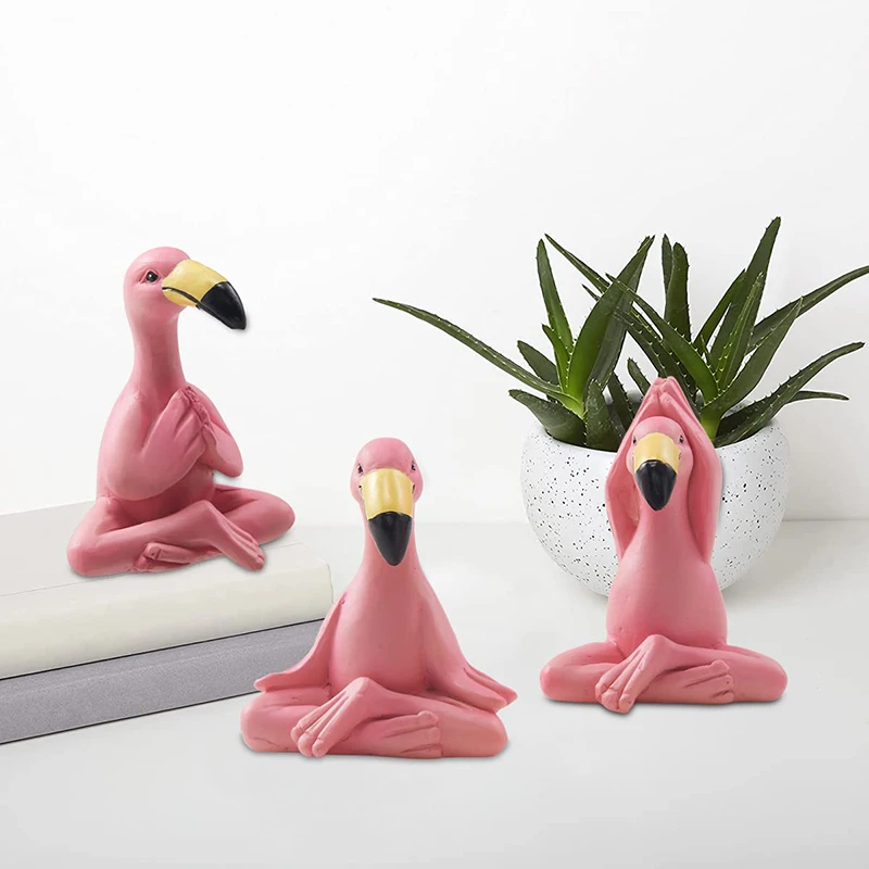 Aranyos Flamingo Karakter Dekoratív Mini Kertészeti Kerti Dekoráció Nappali, Hálószoba Asztal Autó Külső Rózsaszín Flamingó Szobrok